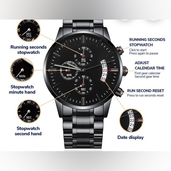 NEW-Men’s Stainless Steel Watch- great gift for the firefighter in your life. - Picture 6 of 15